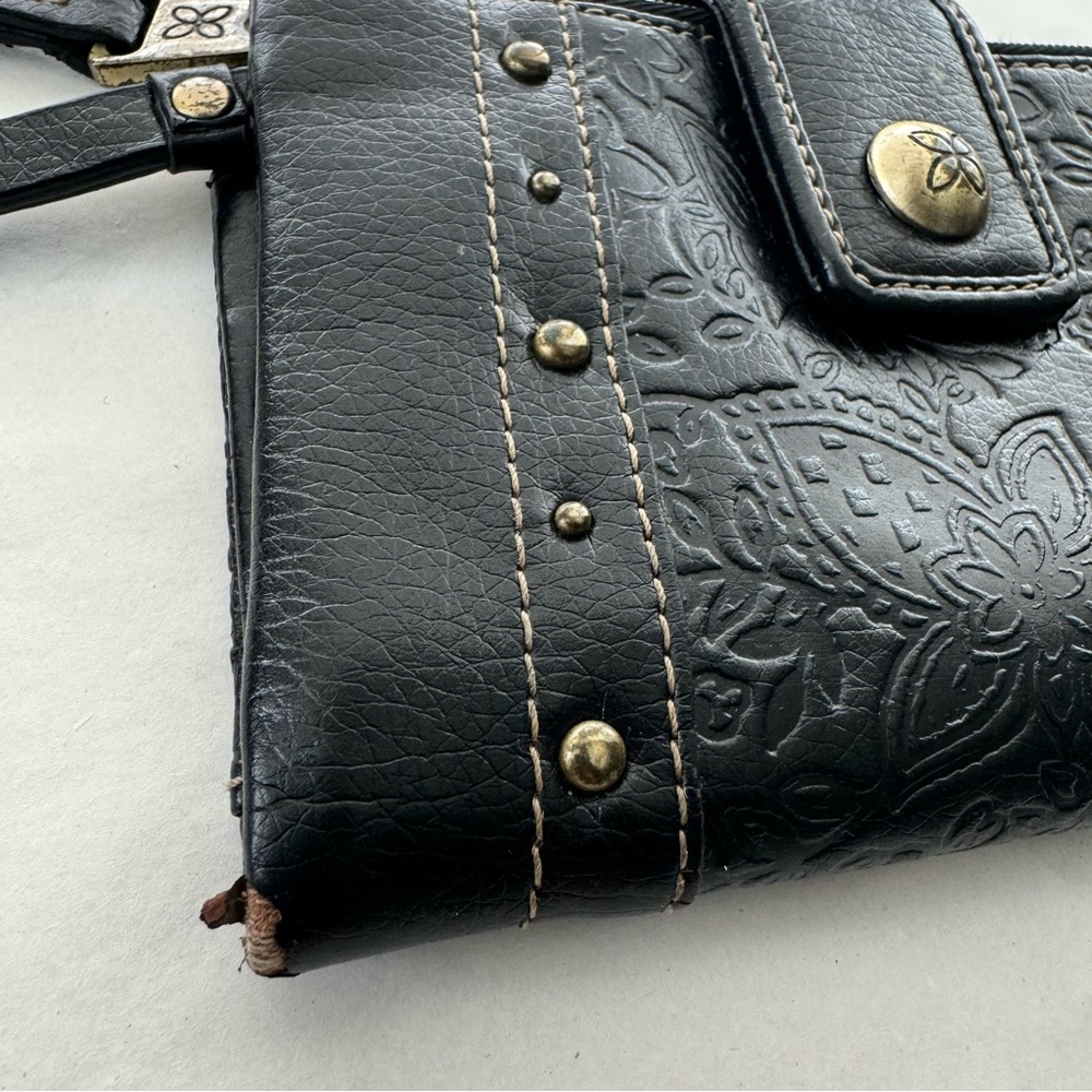 Relic Black Floral Tooled Leather Checkbook Wallet Boho - Picture 5 of 11